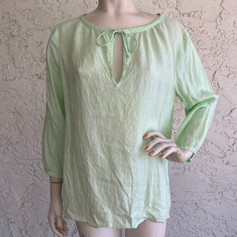EILEEN FISHER Top 100% Irish Linen Light Green Tunic Size M